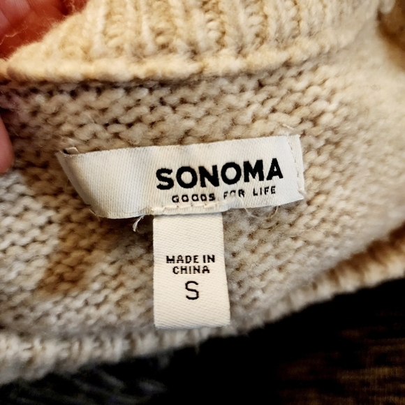 Sonoma Cream Knit Sweater Chevron Texture Women's Small S Neutral Cozy Winter - Picture 7 of 9